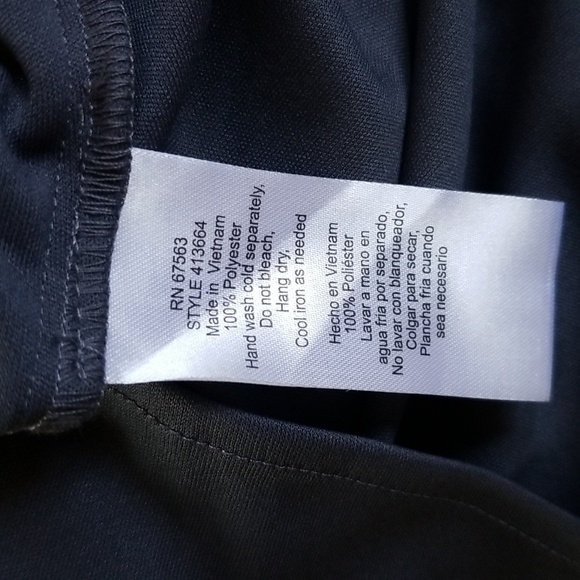 SLNY S.L. Fashions Solid Chiffon Split Front Halter Dress, Steel Grey, 8P Petite - Picture 12 of 15